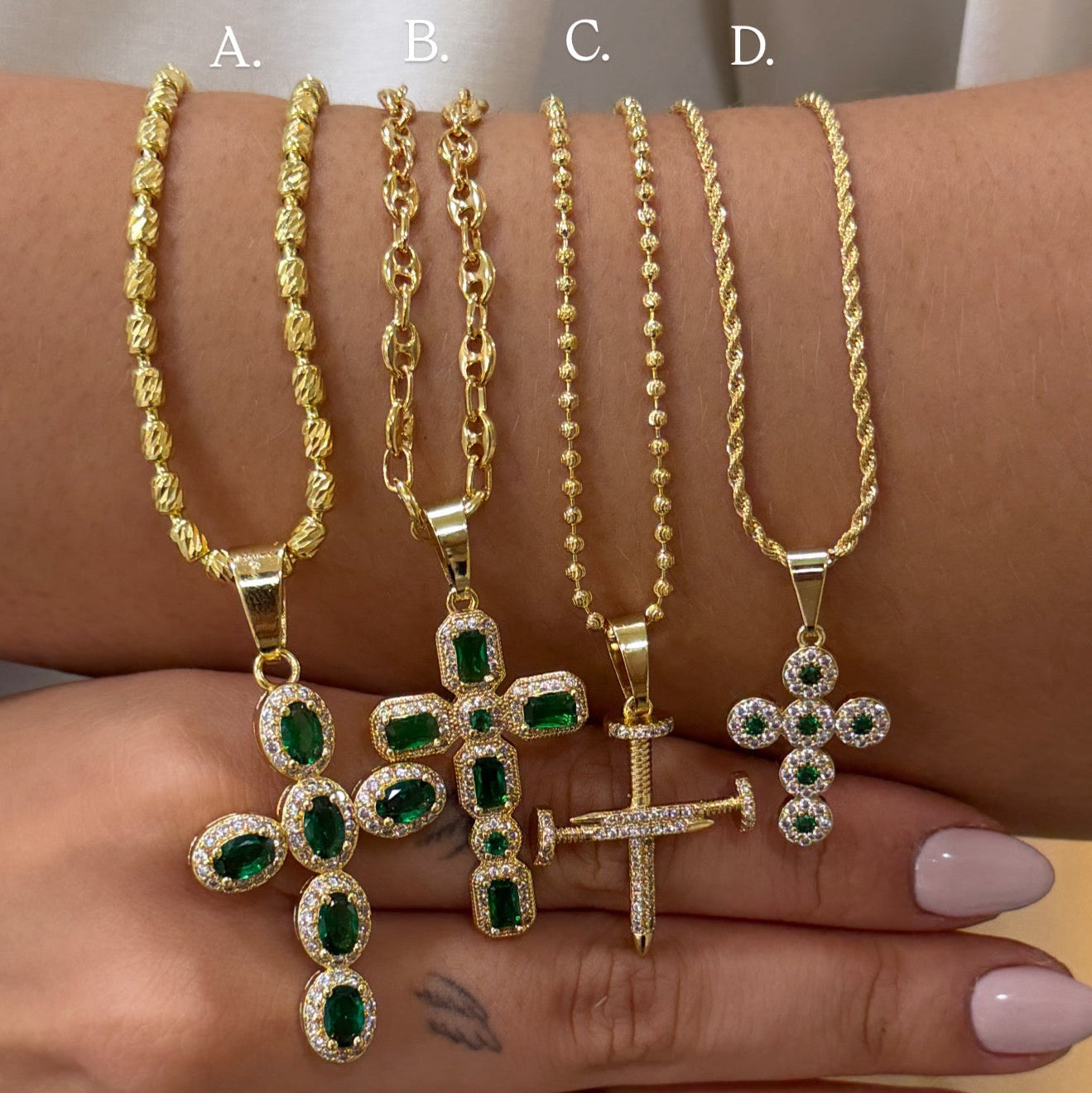 Set Gucci + Cruz Esmerald Tipo Oro