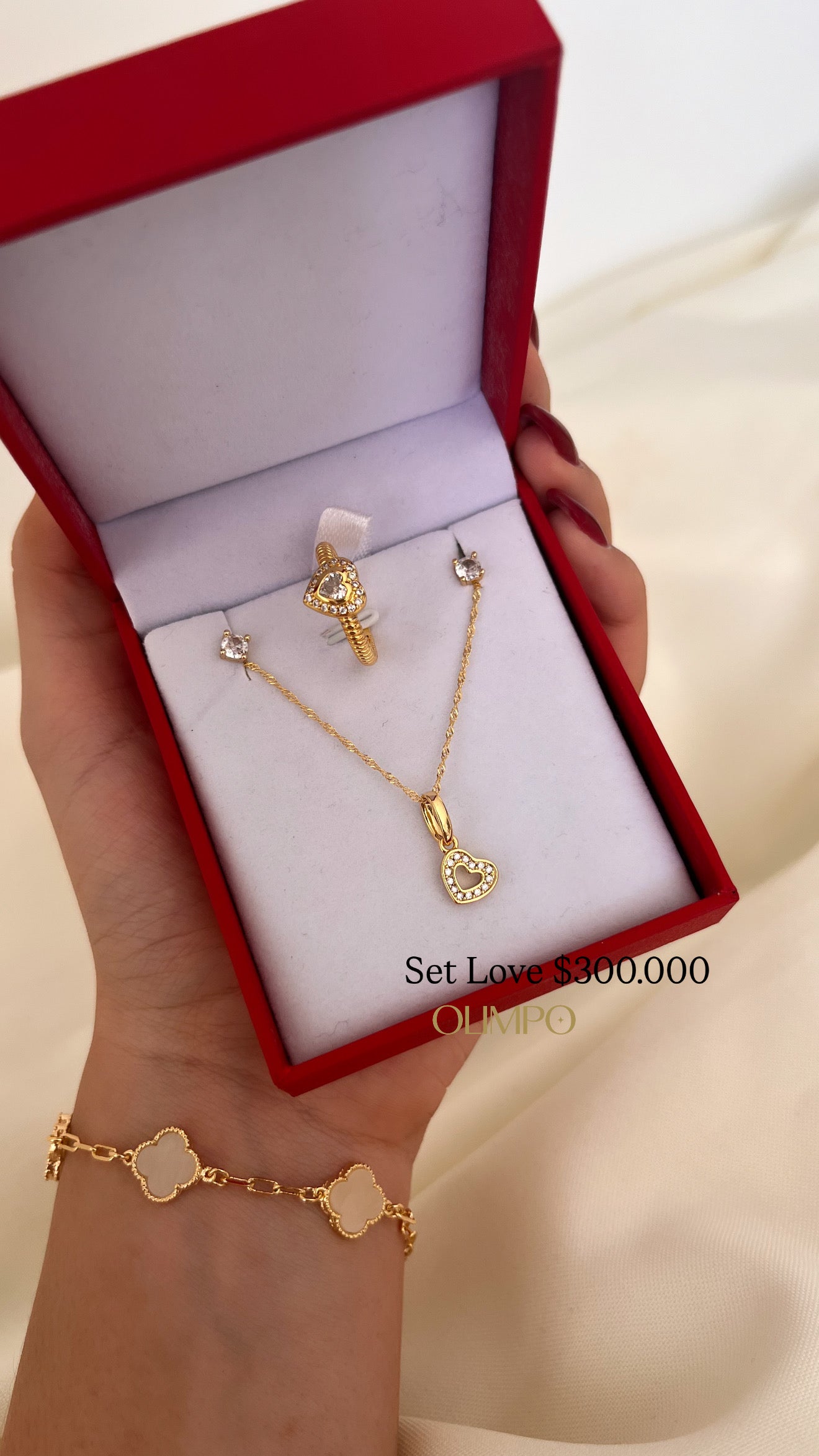 Set Cadena + Dije + Anillo + Aretes